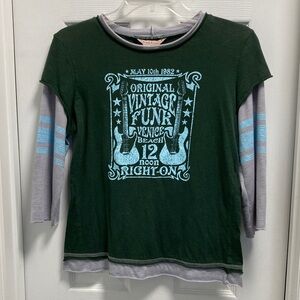 Fresh Wear Mock-Layered Dark Green 3/4 Length Sleeved Tee